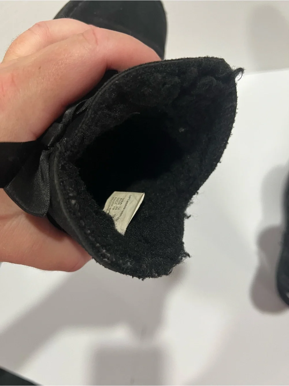 Girls  Black Pawz Bow Fleece Lined Boots Size 12